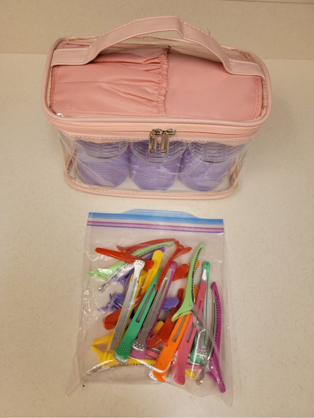 2.5” Jumbo Hair Curlers, 24 Clips, and Cosmetic Case Bundle